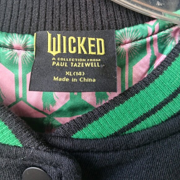 Wicked Defy Gravity Girls Varsity Black/Green Jacket - Size 14-16 NWOT - Picture 4 of 7